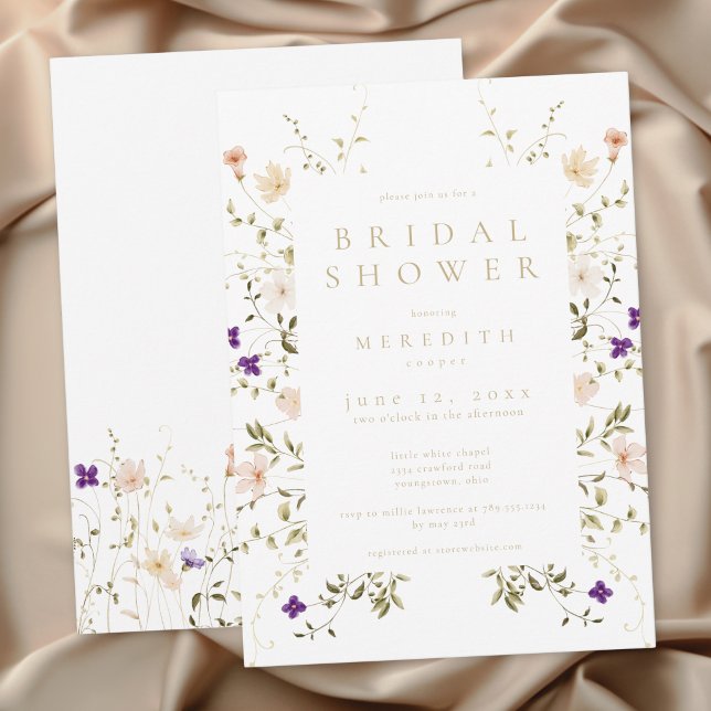Elegant Romantic Wildflower Bridal Shower Invitation (Elegant Romantic Wildflower Bridal Shower Invitation)