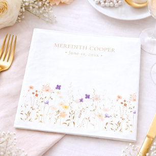 Elegant Romantic Wildflower Bridal Shower Napkins