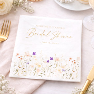 Elegant Romantic Wildflower Bridal Shower Napkins
