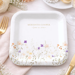 Elegant Romantic Wildflower Bridal Shower Paper Plates