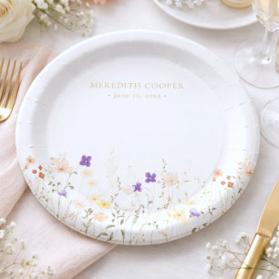 Elegant Romantic Wildflower Bridal Shower Paper Plates