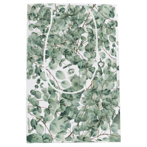 ELEGANT ROMATIC GREENERY EUCALYPTUS LEAVES   WRAPP MEDIUM GIFT BAG