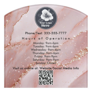 Elegant Room Logo Business Hours Wall Signage Door Sign