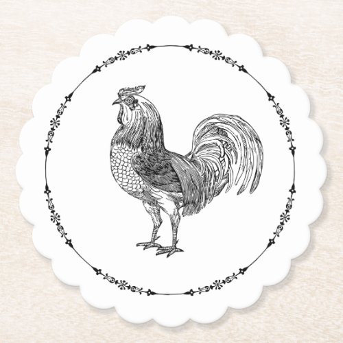 Elegant Rooster Paper Coaster