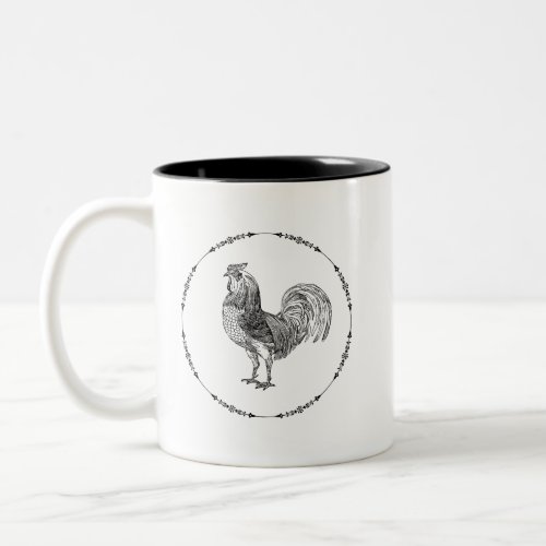 Elegant Rooster Two_Tone Coffee Mug