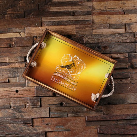 Elegant Rope-Handled Acrylic & Wood Serving Tray (Top)