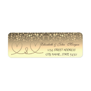 Elegant Rope Hearts,Gold Confetti Address Label