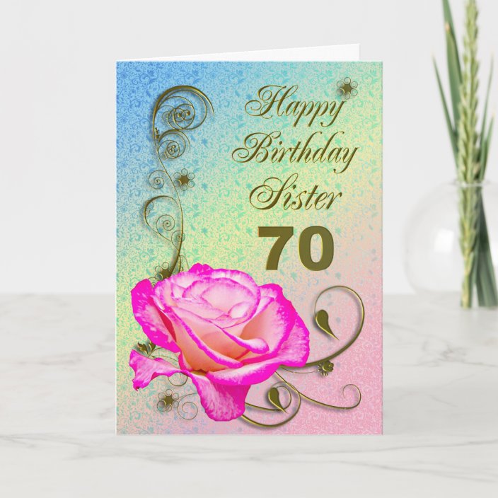 Sister 70th Birthday Card With A Flower Ribbon And Glitter Design Quality Card Greeting Cards Invitations Patterer Home Garden