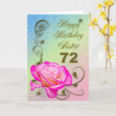 Elegant rose 72nd birthday card for Sister (Yellow Flower)