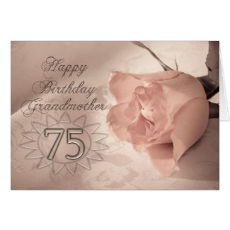 Elegant rose 75th birthday card for Grandmother