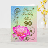 Elegant rose 90th card for Mom (Yellow Flower)