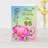 Elegant rose 95th birthday card for Mom (Yellow Flower)