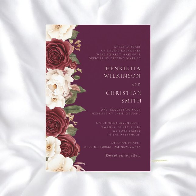 Elegant Rose and Peony Wedding Invitation (Creator Uploaded)