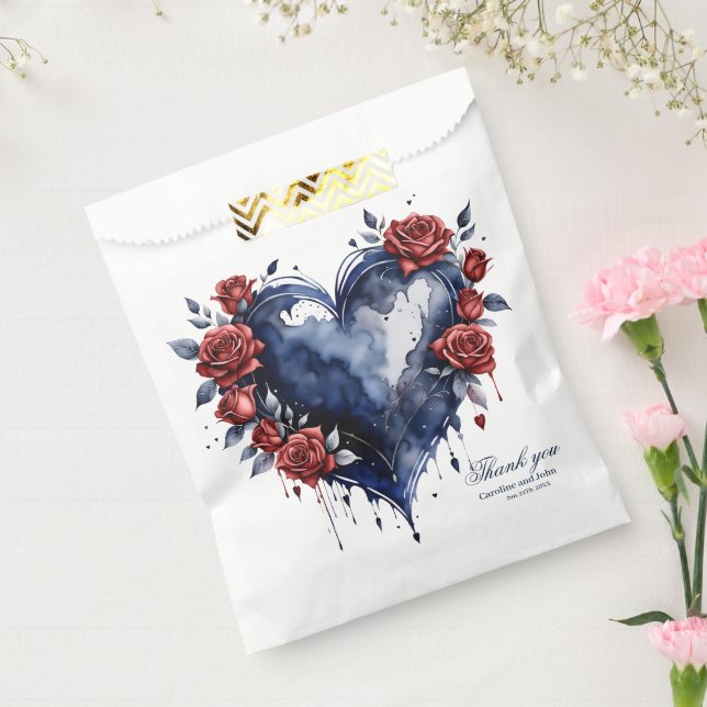 Elegant rose arrangement with golden foliage  favor bag (Sealed)