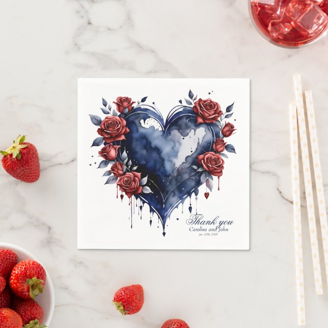 Elegant rose arrangement with golden foliage  napkins (Insitu)