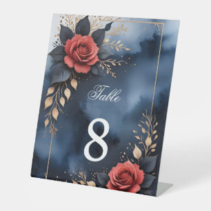Elegant rose arrangement with golden foliage  pedestal sign