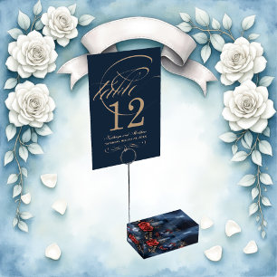 Elegant rose arrangement with golden foliage place card holder