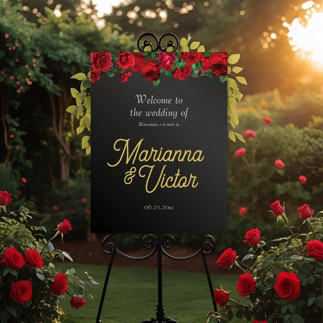 Elegant Rose Bilingual Welcome Foam Board (Creator Uploaded)
