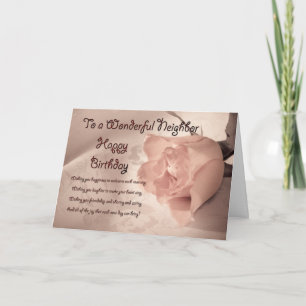 Elegant rose birthday card for neighbor