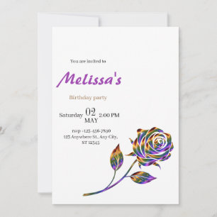 Elegant Rose Birthday Invitation 