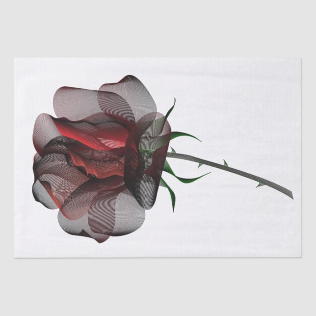 Elegant Rose Black Red White Floral Moiré Minimal Tissue Paper (Front)