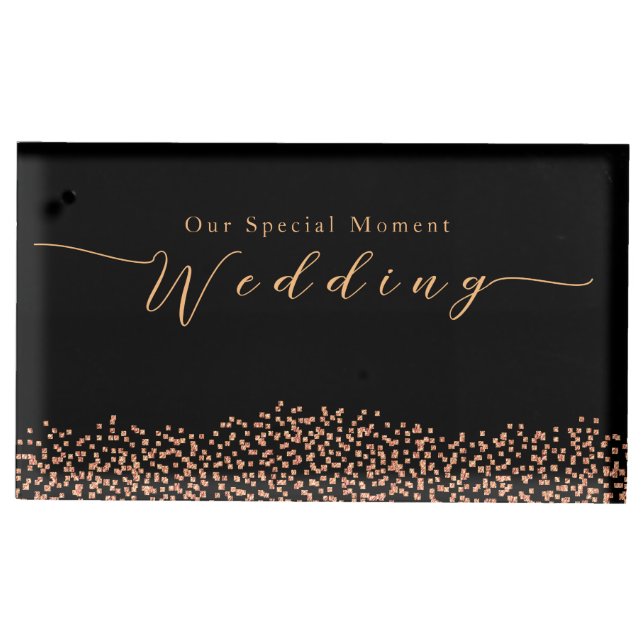 Elegant Rose Black Wedding Table Card Holder (Front)