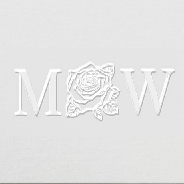 Elegant Rose Bloom Flower 2 Initial Wedding Couple Embosser (Design)