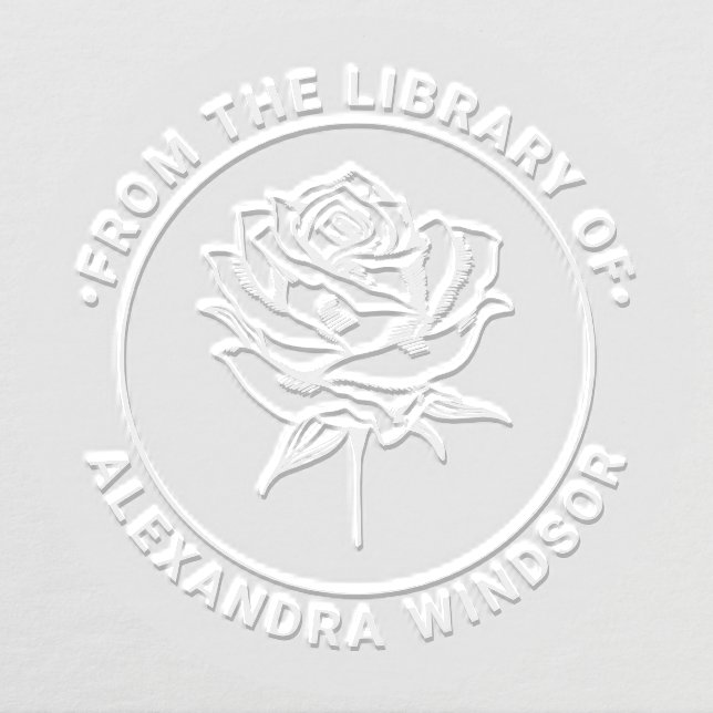 Elegant Rose Bloom Library Book Name Embosser (Design)