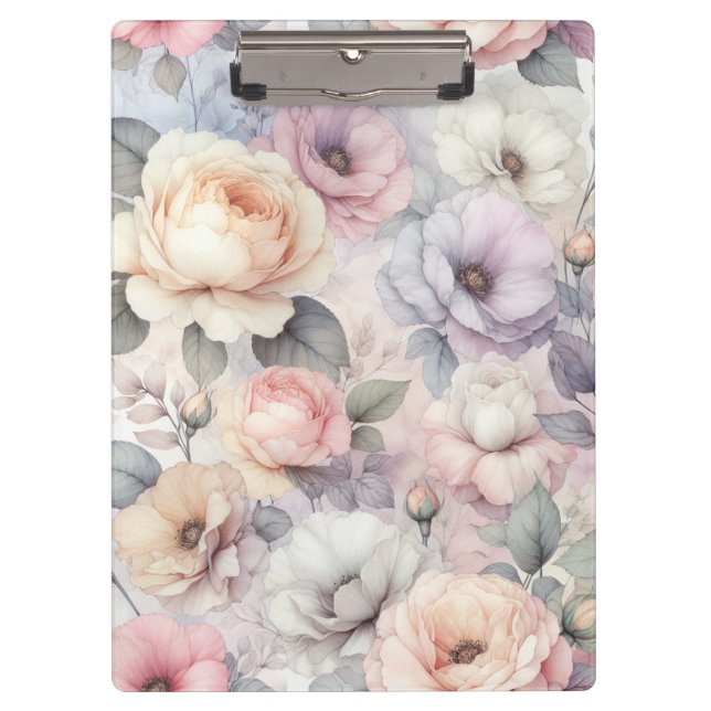 Elegant Rose Blossoms Clipboard (Front)