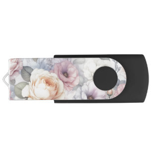 Elegant Rose Blossoms Flash Drive