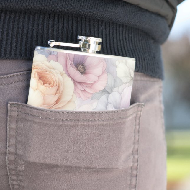 Elegant Rose Blossoms Flask (In Situ)