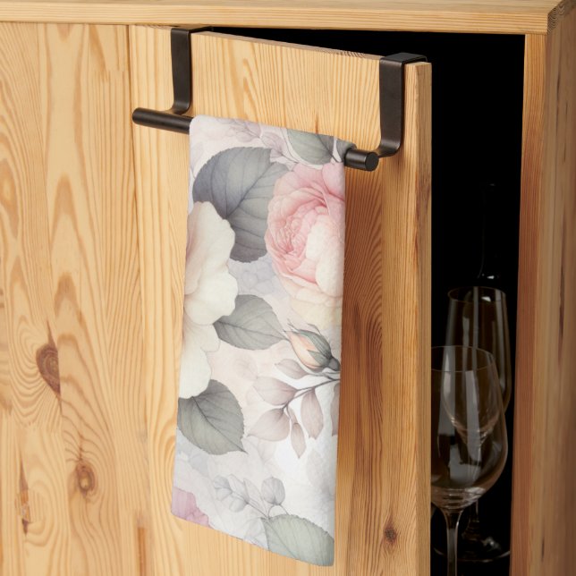 Elegant Rose Blossoms Kitchen Towel (Thirds Fold)