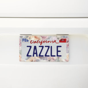 Elegant Rose Blossoms License Plate Frame