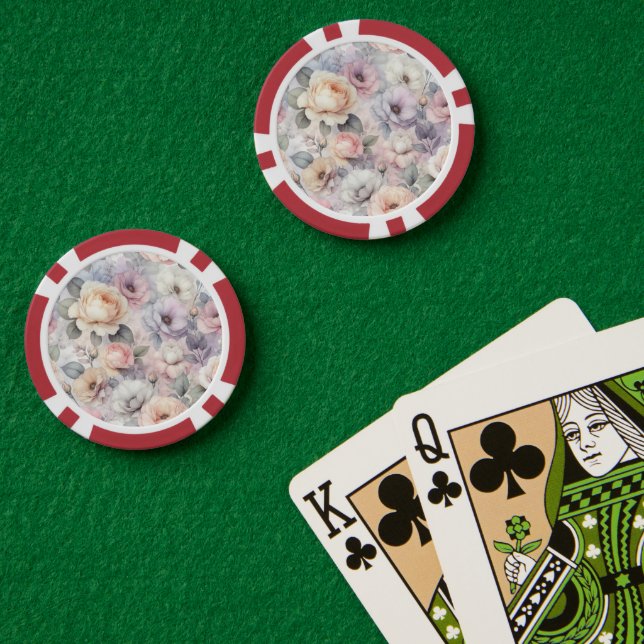Elegant Rose Blossoms Poker Chips (Poker Table (Double))