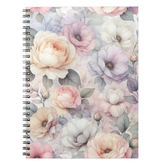 Elegant Rose Blossoms Spiral Notebook (Front)