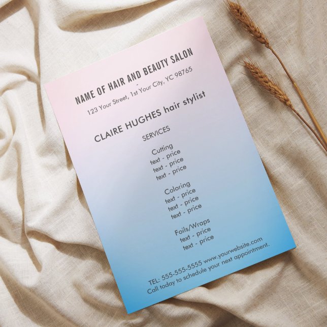 Elegant Rose Blue Gradient Beauty Salon Flyer (Creator Uploaded)