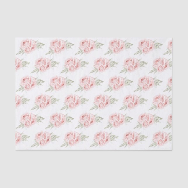 Elegant Rose Blush Pink Floral  Tissue Paper (Front)