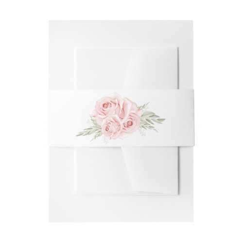 Elegant Rose Blush Pink Floral Wedding Invitation  Invitation Belly Band