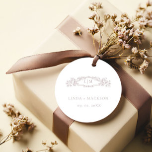Elegant Rose botanical crest monogram wedding Favor Tags