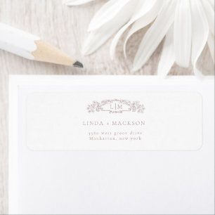 Elegant Rose botanical crest monogram wedding Label