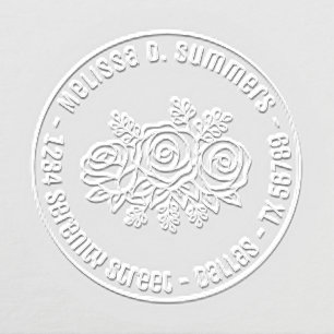 Elegant Rose Bouquet Custom Round Address V3 Embosser