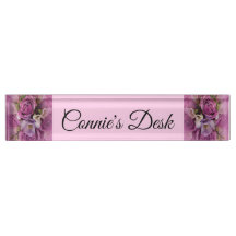 Elegant Rose Bouquet Desk Nameplate