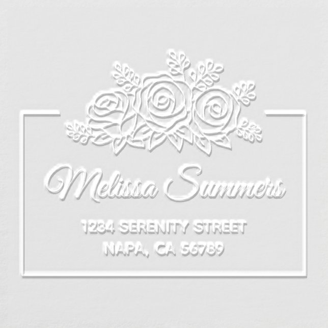Elegant Rose Bouquet Framed Return Address Embosser (Design)