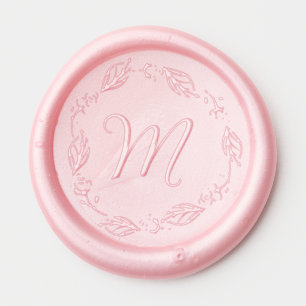 Elegant Rose Bud Greenery Wedding Monogram Wax Seal Sticker