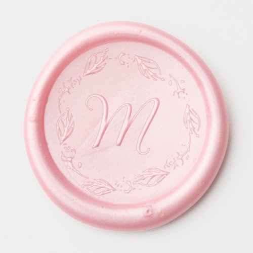 Elegant Rose Bud Greenery Wedding Monogram Wax Seal Sticker