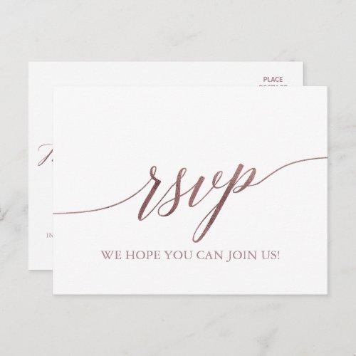 Elegant Rose Calligraphy Menu Choice RSVP Postcard