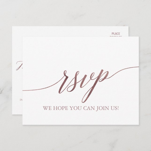 Elegant Rose Calligraphy Menu Choice RSVP Postcard (Front/Back)