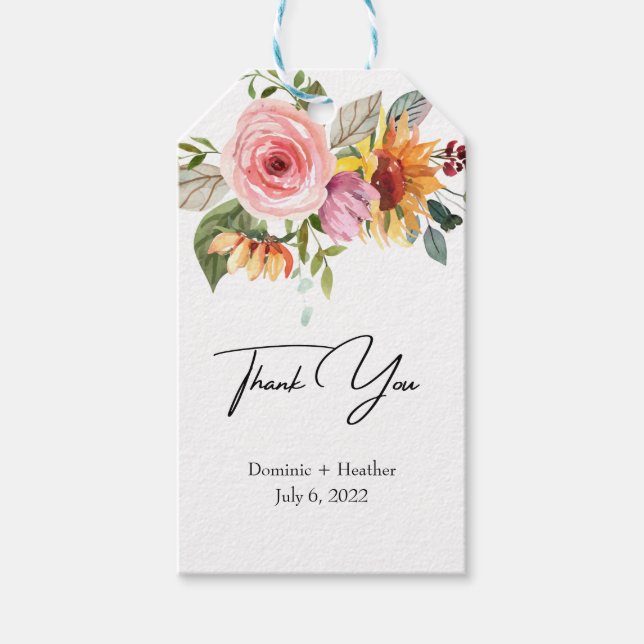 Elegant Rose Chic Wedding Gift Tags (Front)