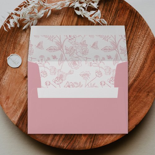 Elegant Rose Chinoiserie Victorian Floral Wedding Envelope