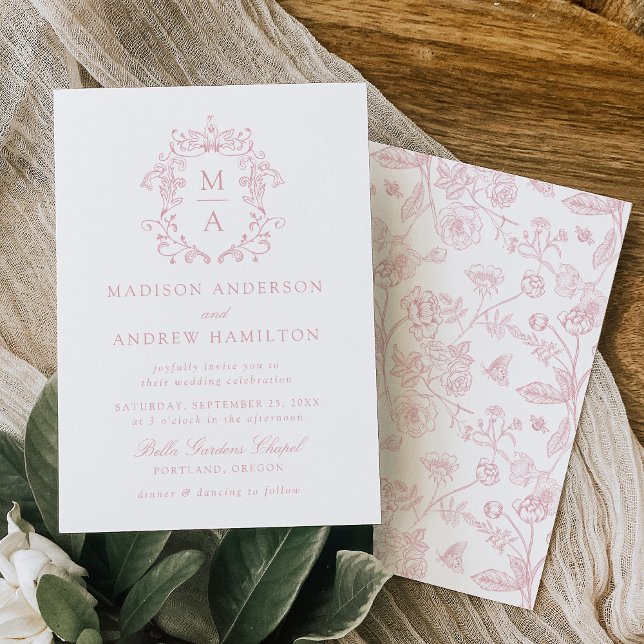 Elegant Rose Chinoiserie Victorian Floral Wedding Invitation (Creator Uploaded)